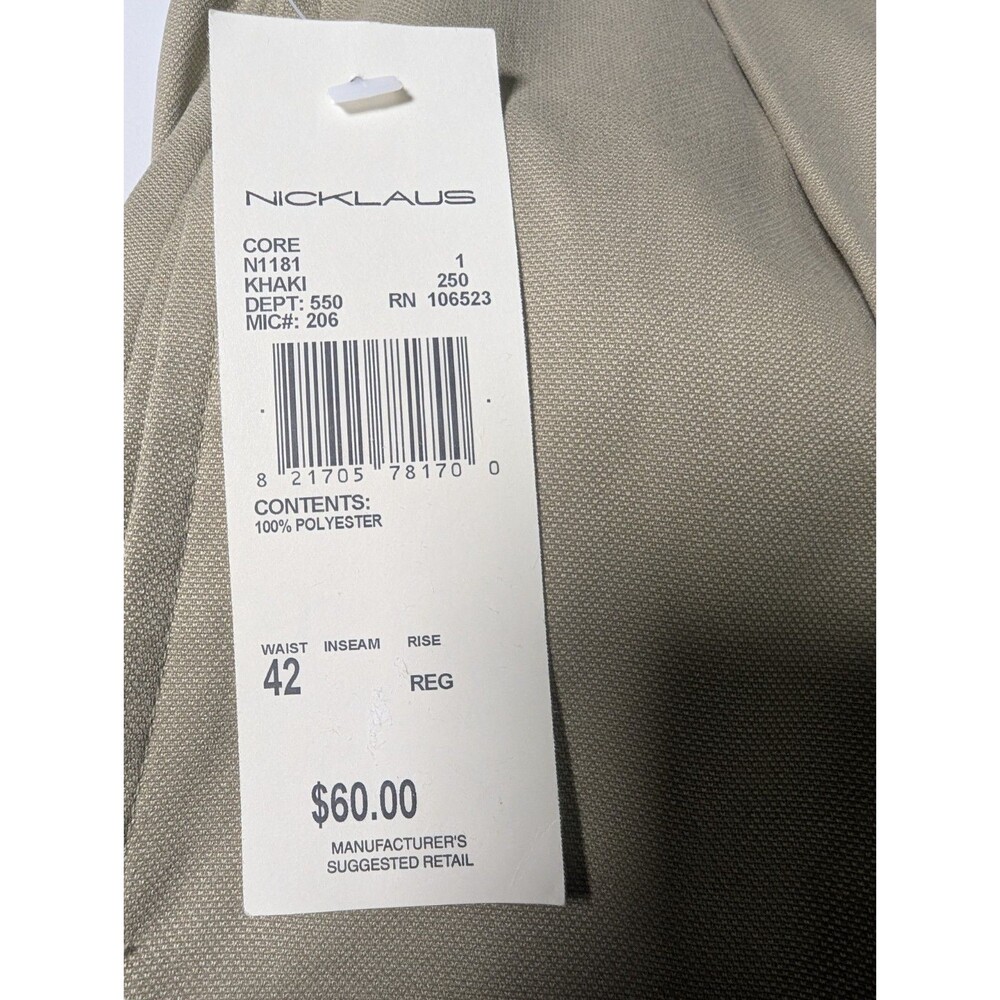 NWT Jack Nicklaus Men's Core Golf Shorts 42 Khaki N1181 Performance UPF 50 - Picture 11 of 11